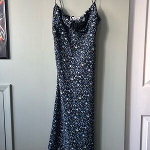 Blue Floral Midi Dress